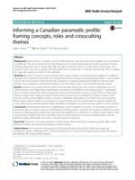 Informing a Canadian paramedic profile: framing concepts, roles and crosscutting themes