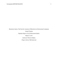 Restorative justice: the need for awareness within the law enforcement community