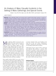 An analysis of mass casualty incidents in the setting of mass gatherings and special events