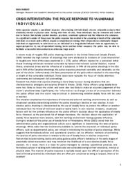 Crisis intervention: the police response to vulnerable individuals