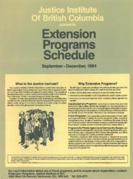 Extension programs schedule September - December, 1984
