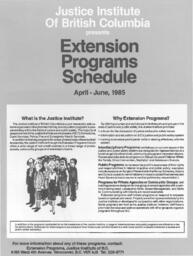 Extension programs schedule April - June, 1985