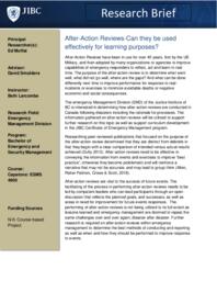 After-action reviews-can they be used effectively for learning purposes?