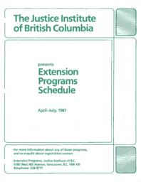 Extension programs schedule April - July, 1987
