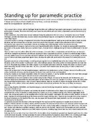 Standing up for paramedic practice