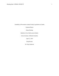 Variability in preventative animal cruelty legislation in Canada