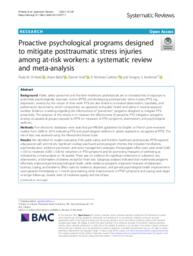 Proactive psychological programs designed to mitigate posttraumatic stress injuries among at-risk workers: a systematic review and meta-analysis