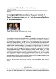 Investigating the perceptions, use, and impact of open textbooks: a survey of post-secondary students in British Columbia