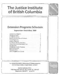 Extension programs schedule September - December, 1989