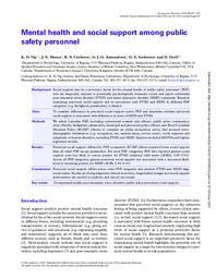 Mental health and social support among public safety personnel