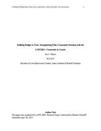 Building bridges to trust: strengthening police-community relations with the LGBTQIA+ community in Canada