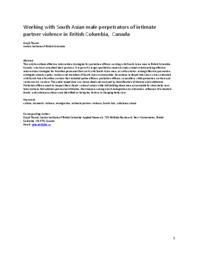 Working with South Asian male perpetrators of intimate partner violence in British Columbia, Canada