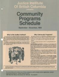 Community programs schedule September - December, 1983