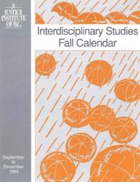 Interdisciplinary studies fall calendar September to December 1993