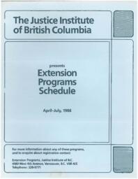 Extension programs schedule April - July, 1986