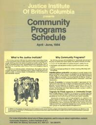 Community programs schedule April - June, 1984