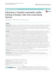 Informing a Canadian paramedic profile: framing concepts, roles and crosscutting themes