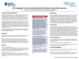 BC community care licensing officer program: phase one analysis