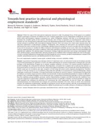 Towards best practice in physical and physiological employment standards