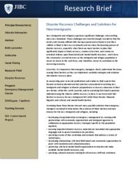 Disaster recovery challenges and solutions for new immigrants