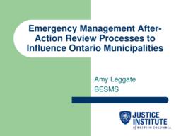 Emergency management after-action review processes to influence Ontario Municipalities
