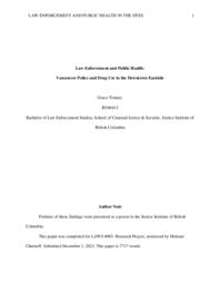 Law enforcement and public health: Vancouver Police and drug use in the Downtown Eastside