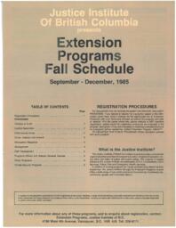 Extension programs schedule September - December, 1985