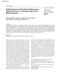 Building personal resilience following an online resilience training program for BScN students