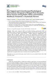 Peer support and crisis-focused psychological interventions designed to mitigate post-traumatic stress injuries among public safety and frontline healthcare personnel: a systematic review