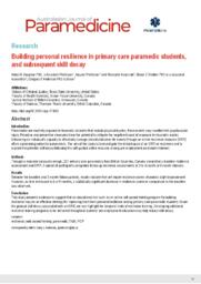 Building personal resilience in primary care paramedic students, and subsequent skill decay