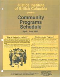 Community programs schedule April - June, 1982