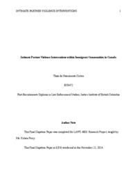 Intimate partner violence interventions within immigrant communities in Canada