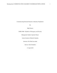 Communicating potential hazards to homeless populations