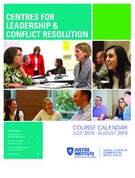 Centre for leadership & conflict resolution course calendar July 2015 to August 2016