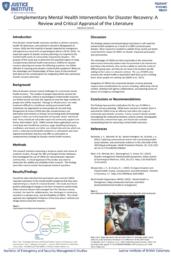 Complementary mental health interventions for disaster recovery: a review and critical appraisal of the literature