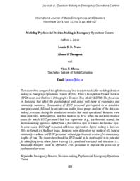 Modeling psychosocial decision making in emergency operations centres