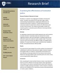 Examining the effectiveness of restorative justice