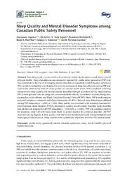 Sleep quality and mental disorder symptoms among Canadian public safety personnel