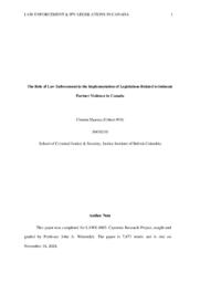 The role of law enforcement in the implementation of legislations related to intimate partner violence in Canada
