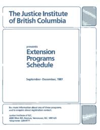 Extension programs schedule September - December, 1987