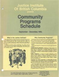 Community programs schedule September - December, 1982