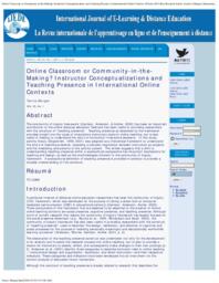 Online classroom or community-in-the-making? Instructor conceptualizations and teaching presence in international online contexts