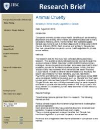 Animal cruelty: variability in preventative animal cruelty legislation in Canada