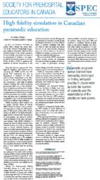 High fidelity simulation in Canadian paramedic education