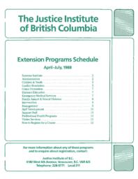 Extension programs schedule April - July, 1988