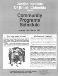 Community programs schedule January 1982 - March 1982