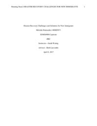 Disaster recovery challenges and solutions for new immigrants