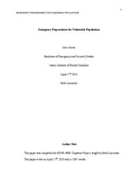 Emergency preparedness for vulnerable populations