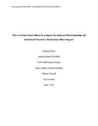What can school liaison officers do to improve the adolescent-police relationship with the return of Vancouver's School Liaison Officer program?