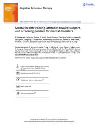 Mental health training, attitudes toward support, and screening positive for mental disorders